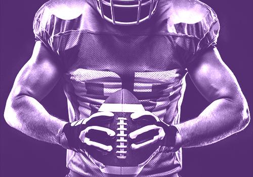 American football sportsman player on black background